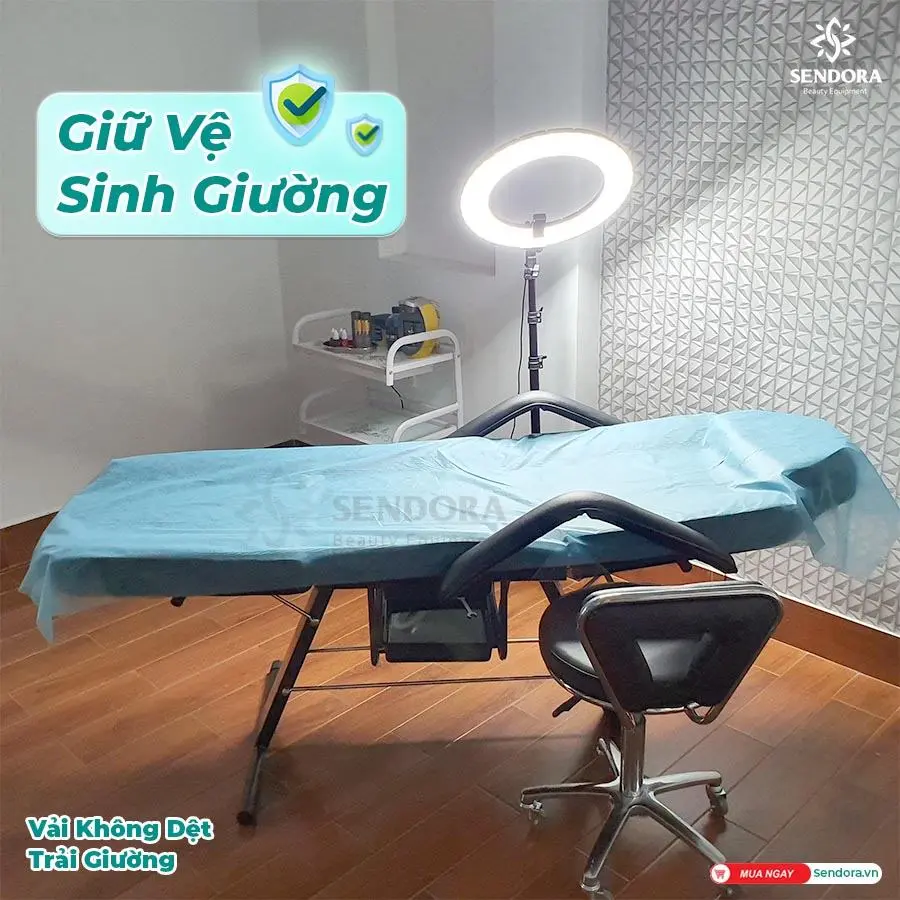 Vải trải giường do Sendora cung cấp có 3 màu: Trắng, hồng, xanh