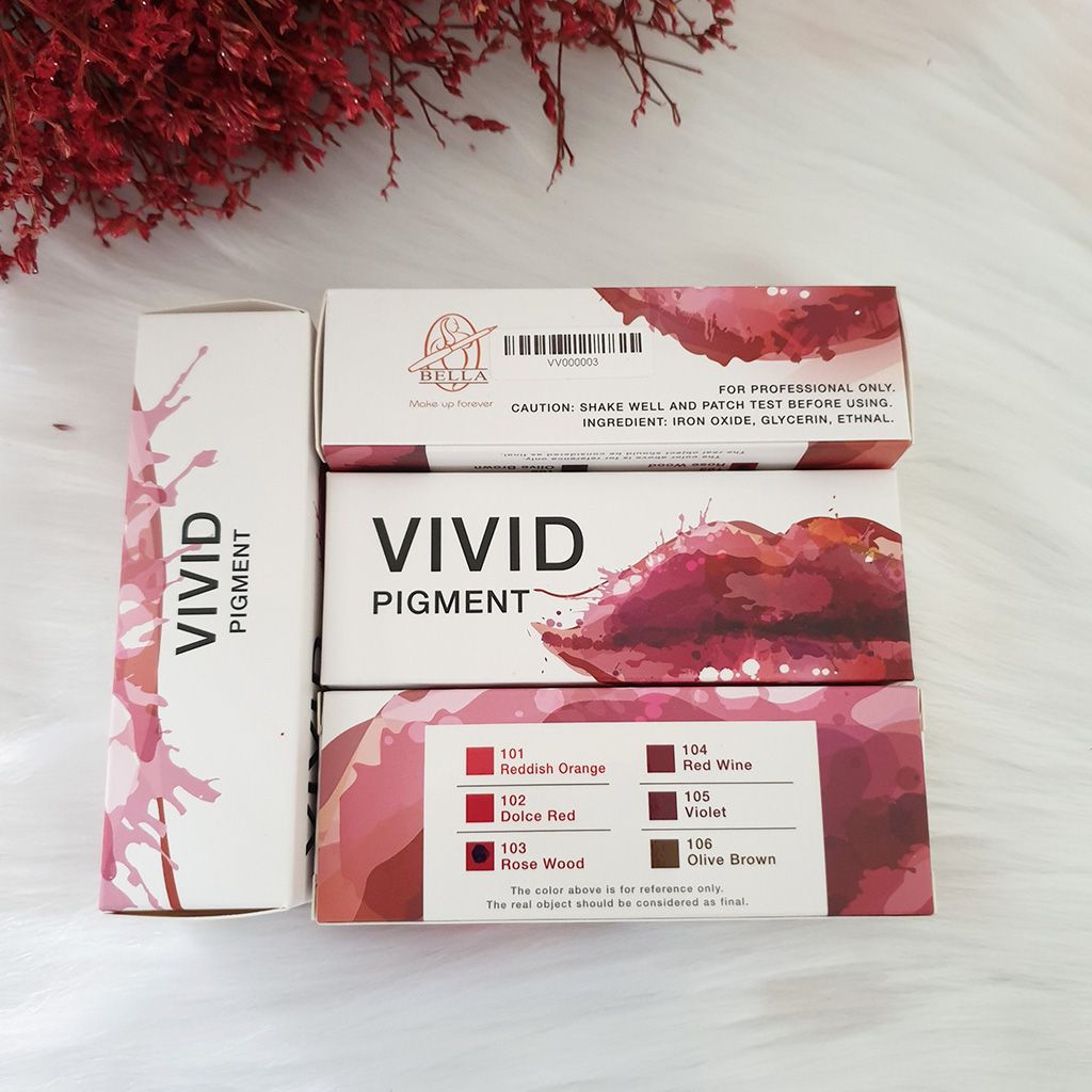 Mực xăm môi Vivid 103 có màu Rose Red (Đỏ đậm)