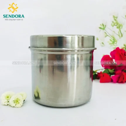 Hũ đựng bông y tế Inox ( Size 8x8cm )