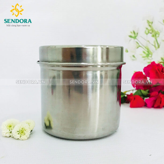 Hũ đựng bông y tế Inox ( Size 8x8cm )