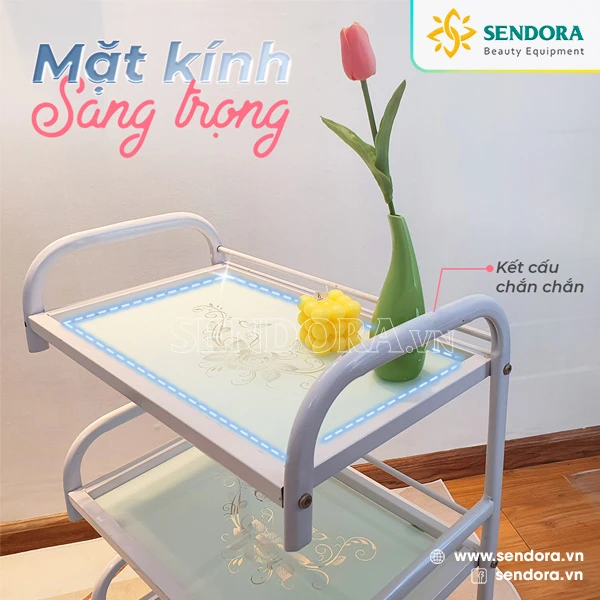 Xe đẩy spa 3 tầng mặt kính HMTL-5010