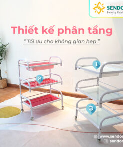 Xe đẩy spa 3 tầng mặt kính HMTL-5010