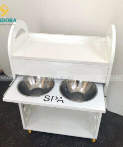 Xe đẩy dụng cụ spa 3 tầng bằng gỗ S05 5 Xe đẩy dụng cụ spa 3 tầng bằng gỗ