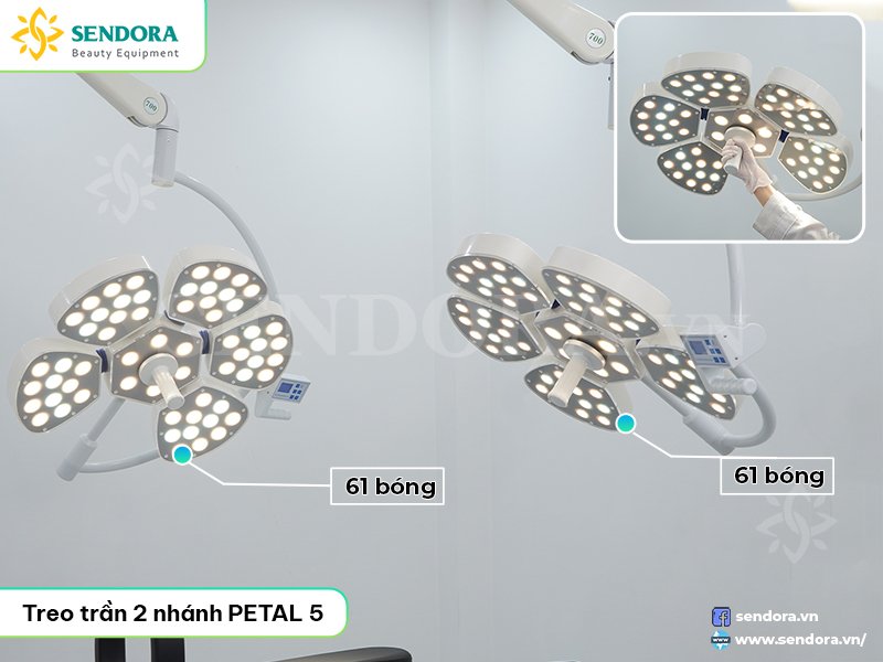 Đèn tiểu phẫu thú y treo trần 2 nhánh 5 cánh hoa PETAL 5/5