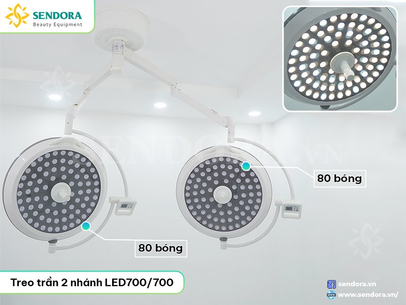 Đèn tiểu phẫu thú y treo trần 2 nhánh Full LED LED700/700