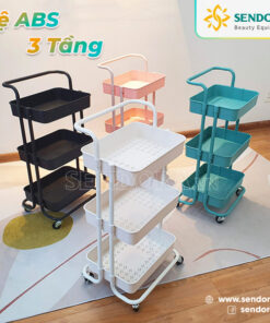 Xe đẩy spa 3 tầng nhựa ABS cao cấp HMTL-5020 màu xanh