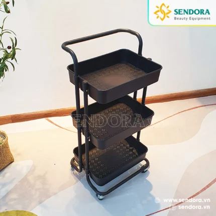 Xe đẩy spa 3 tầng nhựa ABS cao cấp HMTL-5020 màu đen