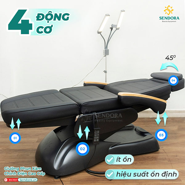 Giường phun xăm chỉnh điện cao cấp Hi-Mec HMBB-8031 với khả năng hoạt động ổn định, hiệu quả