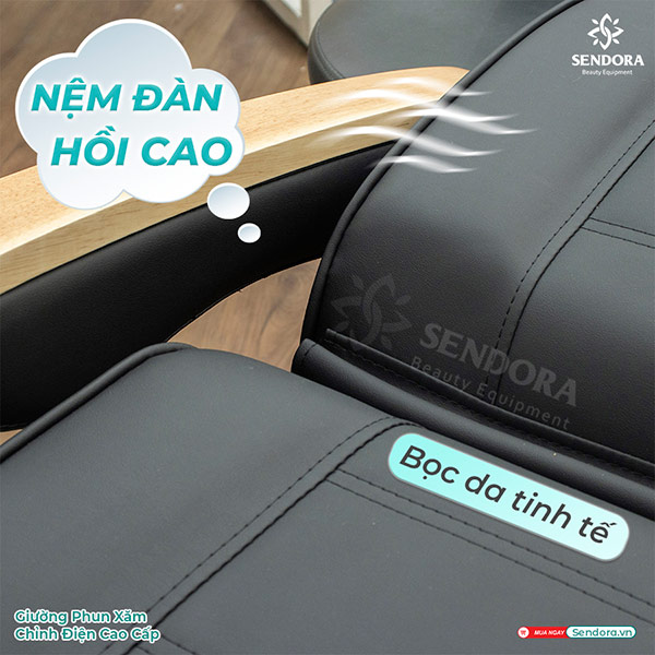 ghế phun xăm chỉnh điện cao cấp tay gỗ Hi-Mec HMBB-8031