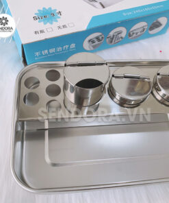 Bộ khay hũ inox đựng dụng cụ y tế (24x16x5cm) 5 bo khay dung dung cu y te inox sendora