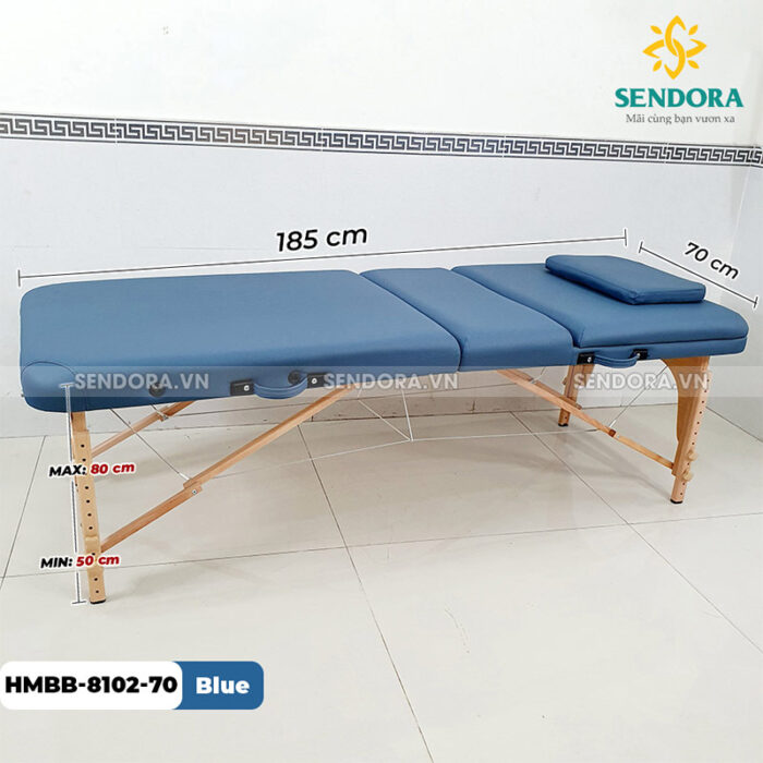 Giường massage gấp gọn Vali Hi-Mec HMBB-8102-70 màu xanh