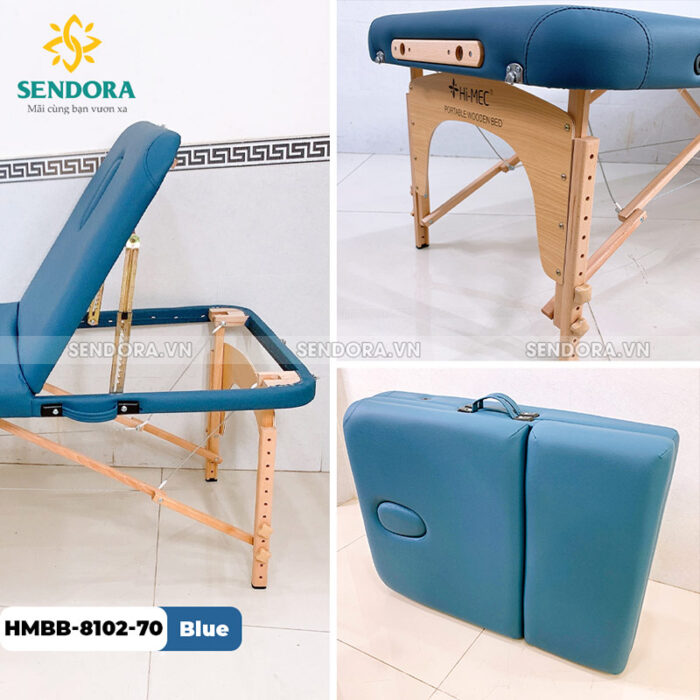 Giường massage gấp gọn Vali Hi-Mec HMBB-8102-70 màu xanh