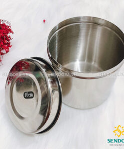 Hũ đựng bông y tế Inox ( Size 10x10cm )
