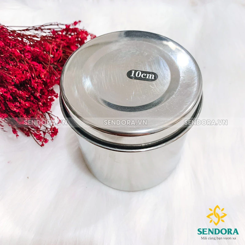 Hũ đựng bông y tế Inox ( Size 10x10cm )