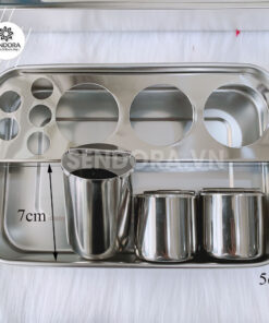 Bộ khay hũ inox đựng dụng cụ y tế (24x16x5cm) 6 khay hu inox y te co nho sendora