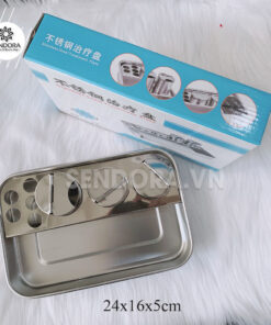 Bộ khay hũ inox đựng dụng cụ y tế (24x16x5cm) 7 khay inox nho sendora