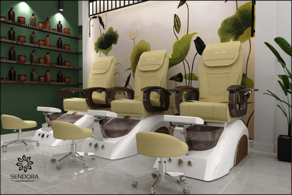 Ghế làm nail nhập khẩu từ Trung Quốc có giá rẻ, chức năng đầy đủ và độ bền khá tốt