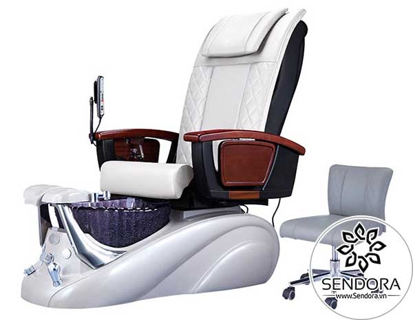 Mẫu ghế làm nail có massage cao cấp màu trắng