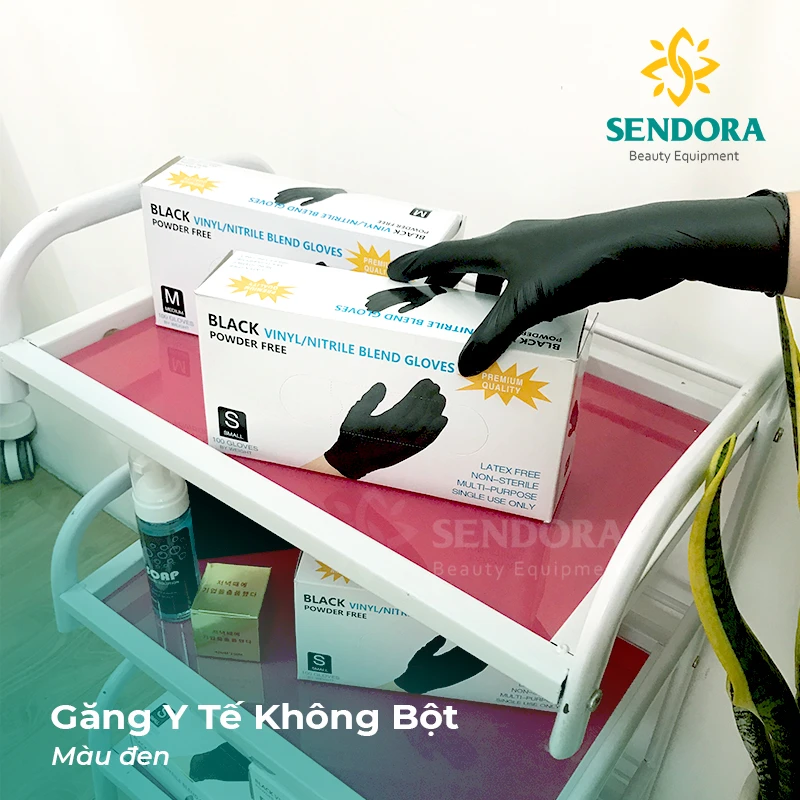 gang-tay-y-te-khong-bot-mau-den Găng tay y tế không bột dùng trong phun xăm, găng tay phun xăm