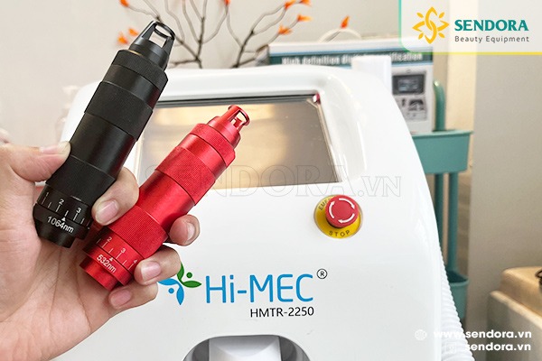 Máy xóa xăm Hi-MEC HMTR-2250 trang bị thêm 2 đầu bắn có khả năng thay đổi spotsize