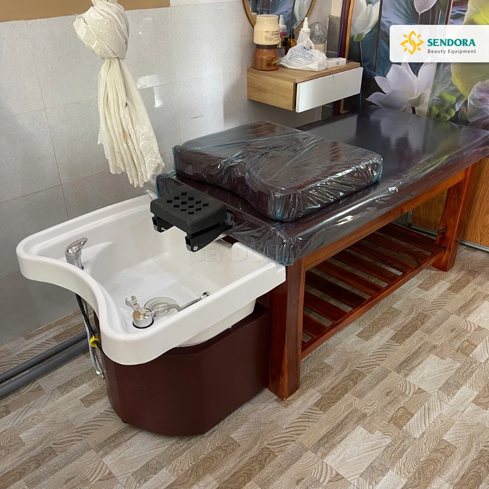 Giường gội đầu massage 2in1 bồn sứ Giường gội đầu massage 2in1 bồn sứ