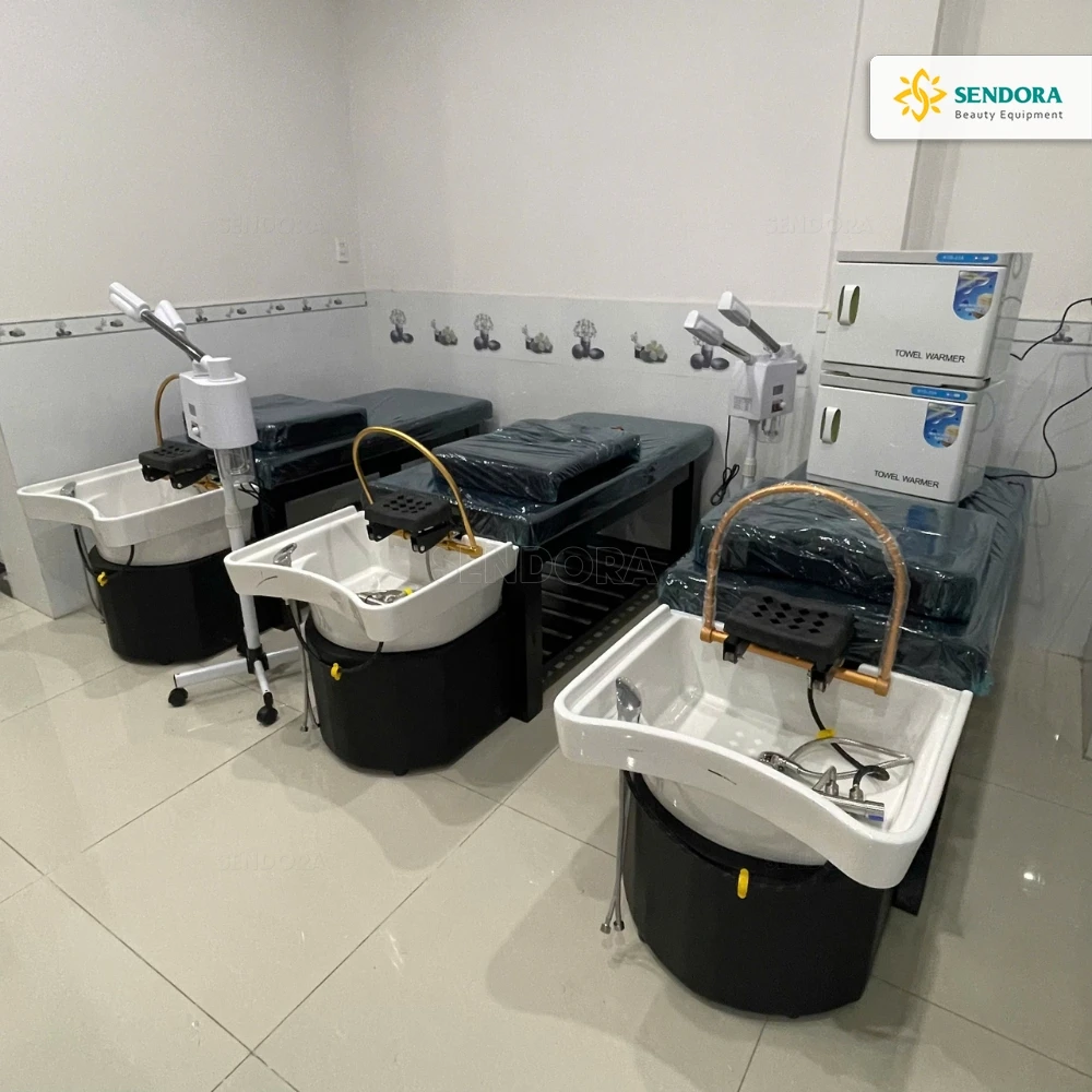 Giường gội đầu massage 2in1 bồn sứ