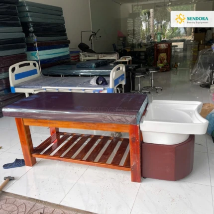 Giường gội đầu massage 2in1 bồn sứ