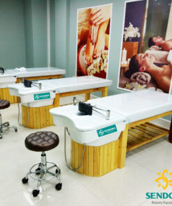 Giường gội đầu dưỡng sinh massage 2in1 mẫu bồn sứ tai thỏ