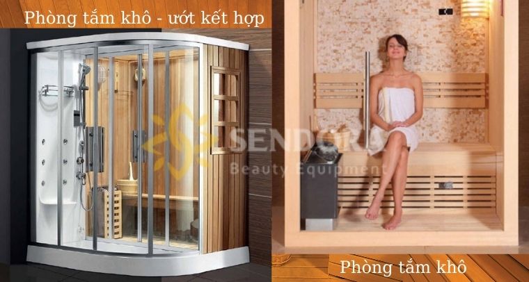 So sánh phòng tắm kết hợp xông hơi và phòng xông hơi khô