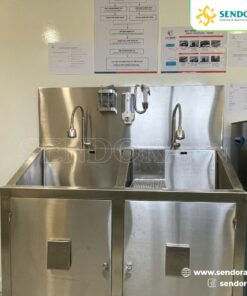 Bồn rửa tay tiệt trùng inox 2 vòi 2 ngăn BRT110-2VI-2AU 4 2 3