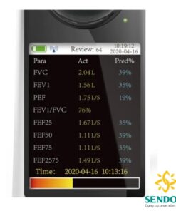 Màn hình hiển thị là loại LCD 2.8’’ hiển thị đầy đủ các thông số đo chức năng hô hấp
