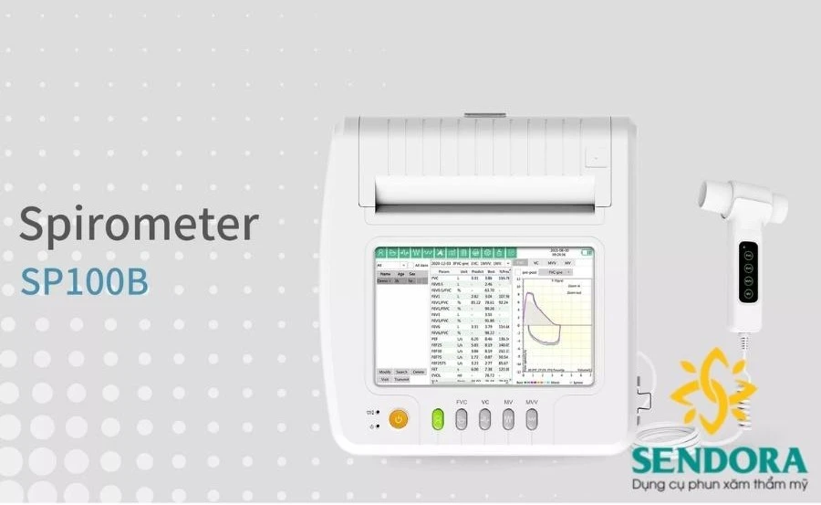 Máy đo chức năng hô hấp để bàn Contec SP100B 1 Các thông số đo được hiển thị thông qua màn hình LCD 10.1’’