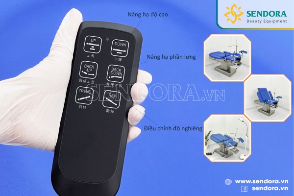 Giường khám phụ khoa Hi-MEC SB-805 điều chỉnh đa dạng tư thế bằng Remote