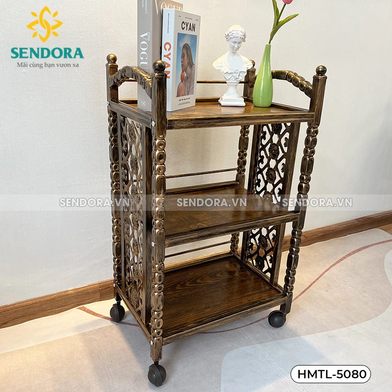 Kệ đựng dụng cụ Spa 3 tầng HMTL-5080 màu vân gỗ