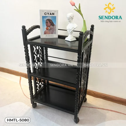 Kệ đựng dụng cụ Spa 3 tầng HMTL-5080 màu đen