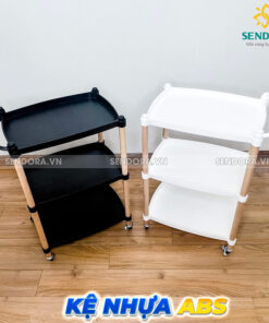 Xe đẩy Spa 3 tầng cao cấp BT-GH4 9 kệ spa 3 tầng cao cấp, xe đẩy spa 3 tầng khung gỗ mặt nhựa ABS