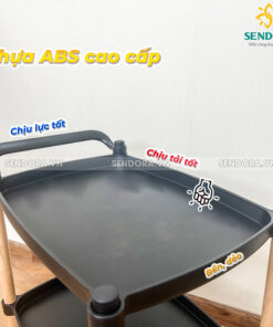 Xe đẩy Spa 3 tầng cao cấp BT-GH4 11 kệ spa 3 tầng cao cấp, xe đẩy spa 3 tầng khung gỗ mặt nhựa ABS