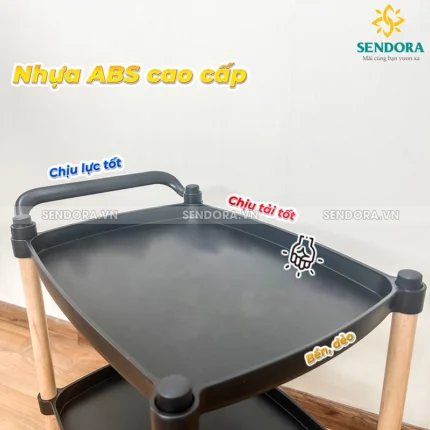 kệ spa 3 tầng cao cấp, xe đẩy spa 3 tầng khung gỗ mặt nhựa ABS