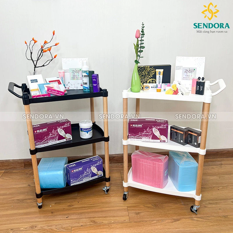 ke-spa-3-tang-cao-cap-nhua-abs kệ spa 3 tầng cao cấp, xe đẩy spa 3 tầng khung gỗ mặt nhựa ABS