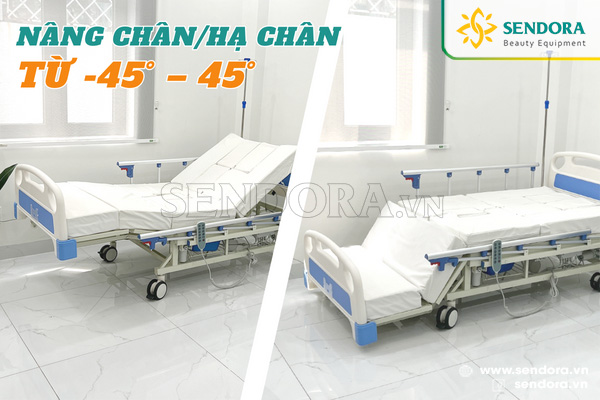 Giường bệnh ICU Hi-MEC HMNB-2020 có thể nâng/hạ chân từ -45 - 45 độ