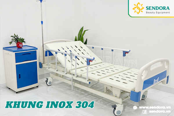 Giường bệnh nhân Hi-MEC HMHB-1040 sử dụng chất liệu inox304 có độ bền cao