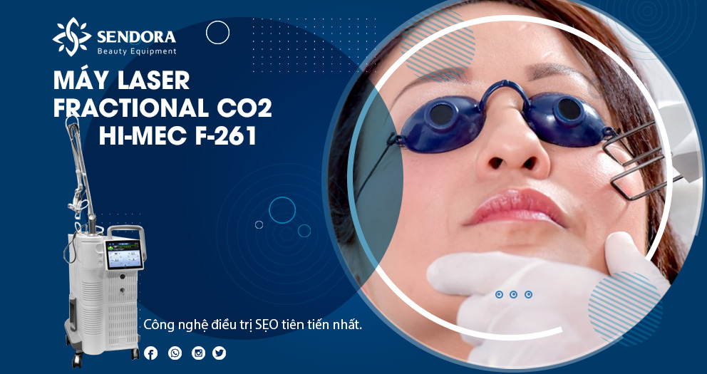 Máy laser Fractional Co2 Hi-Mec F-261 trị sẹo, trị mụn, xóa nhăn, điều trị sắc tố da, trẻ hóa âm đạo