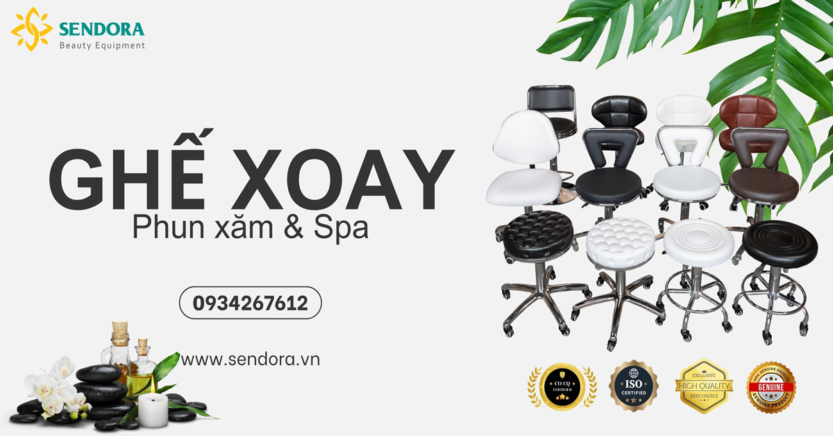 8 mẫu ghế xoay 360 độ spa tròn có tựa và không tựa lưng tại Sendora