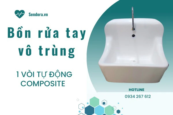 Bồn rửa tay composite 1 vòi tự động