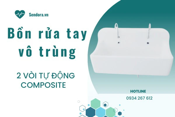 Bồn rửa tay tiệt trùng 2 vòi composite
