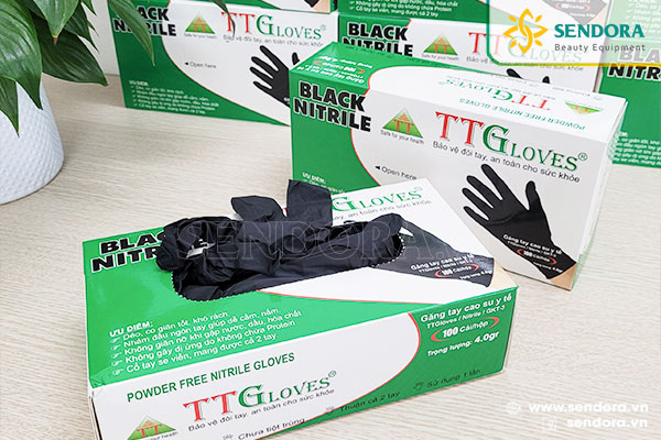 Găng tay y tế Nitrile đen TTGloves hộp 100 cái