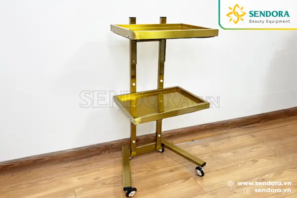 Xe đẩy spa mạ vàng 2 tầng SKM-2T