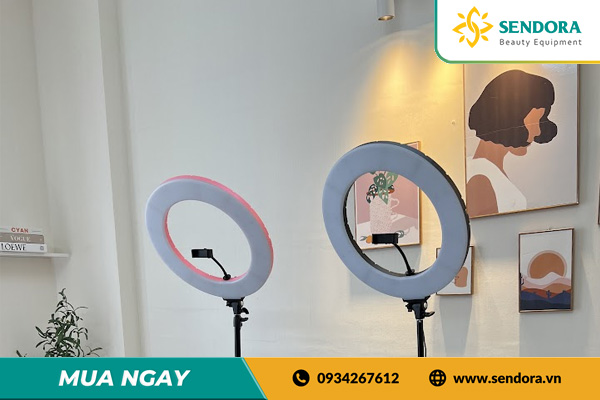 Đèn spa phun xăm nối mi LED Ring Light RL-480 màu hồng tại Sendora