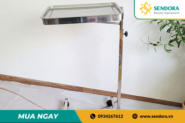 Xe inox đẩy dụng cụ spa và y tế Mayo cao cấp tại Sendora