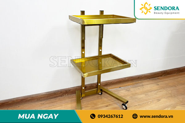 Xe đẩy đựng đồ spa mạ vàng 2 tầng SKM-2T tại Sendora